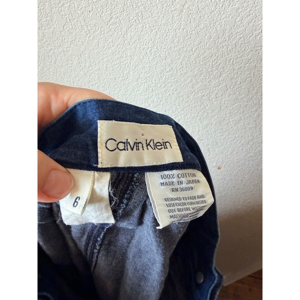 Vtg Calvin Klein Denim Midi 24in Skirt Blue Pleated High Waist Made in Japan 6 - Picture 9 of 9